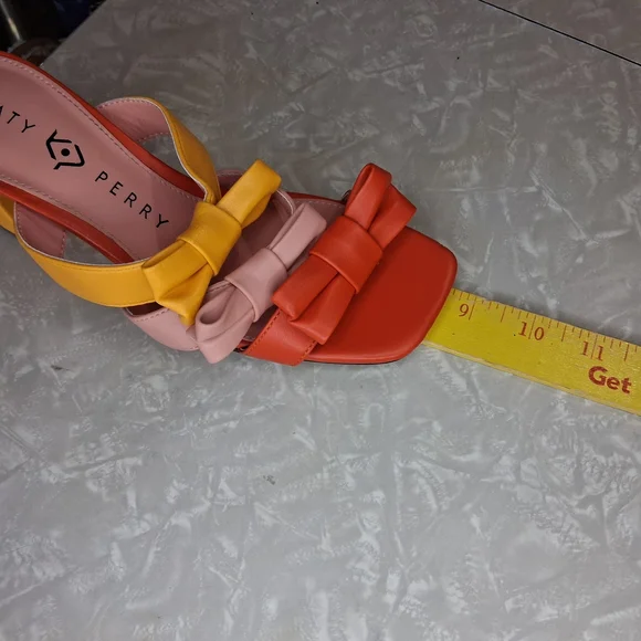 Katy Perry The Tooliped Bow Sandalss Block Heels 5.5 Mango Pink Orange Colorway - Picture 8 of 9